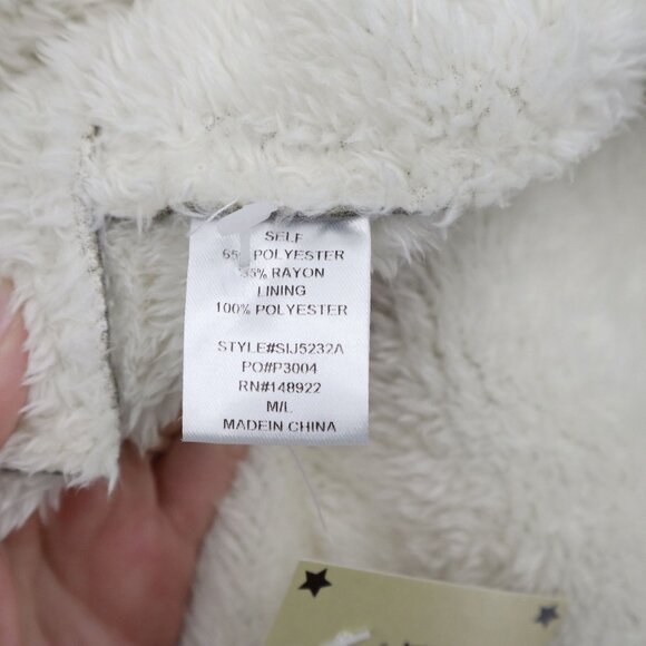 Mavericks Faux Shearling Jacket Womens M/L Gray Rich Auntie Core Cozy Lounge NWT - Picture 3 of 16